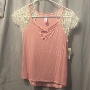 NWT NOBO pink top lace sleeves XS